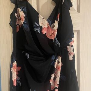 Plus Size City Chic Navy Top with Pink and Blue Floral Design NWT Size 18